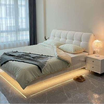 奶油风悬浮床云朵泡芙床tufty主卧科技布艺床现代简约双人公主床