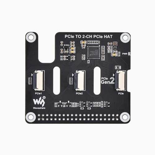 微雪树莓派5Pcie接口扩展板双通道可叠加RaspberryPi5拓展板