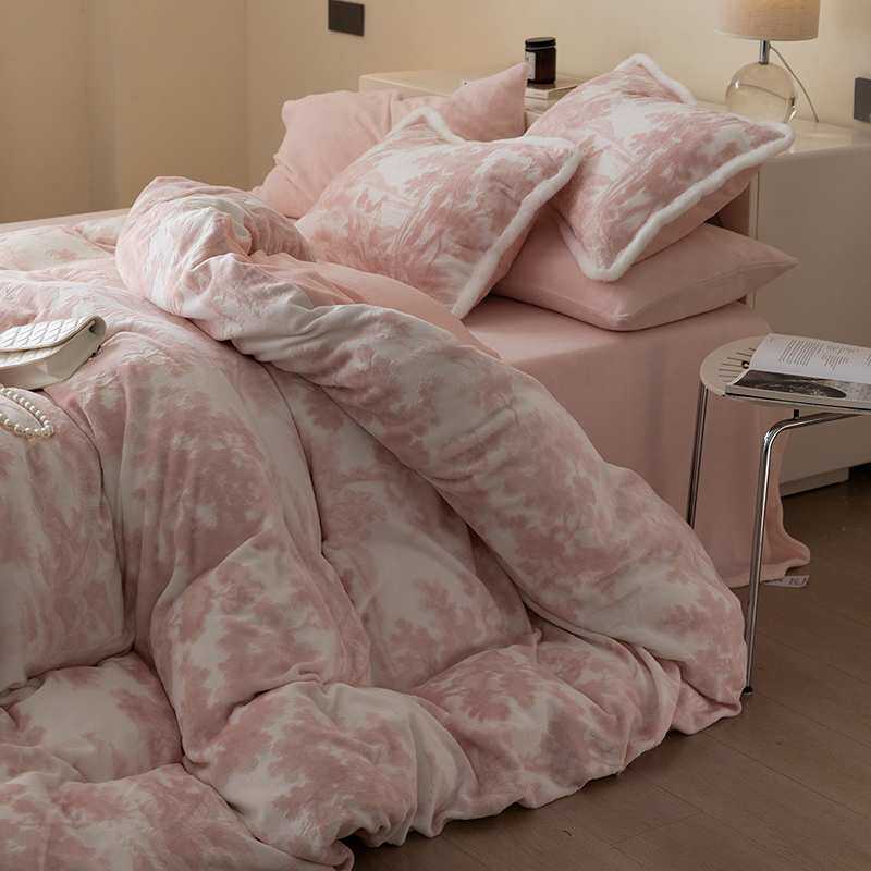 冬季高克重全消光云芙绒床上四件套珊瑚绒 保暖床单被套床笠床品