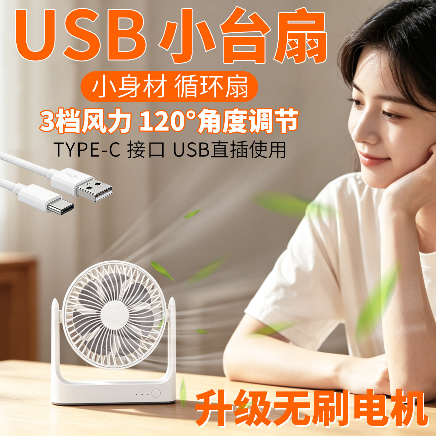 usb直插宿舍小风扇小型迷你台扇5v寝室散热台式静音工地低压36v