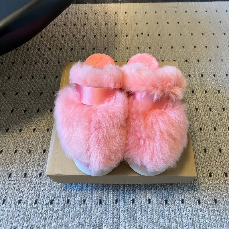 维多娜羊皮毛一体防滑保暖包头拖