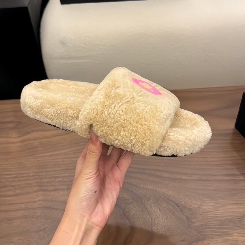 羊毛厚底防滑女外穿一字拖冬季