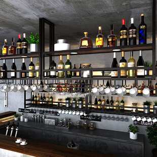 吧台吊架酒架悬挂置物架餐厅壁挂酒柜倒挂红酒杯架工业风酒吧吊柜