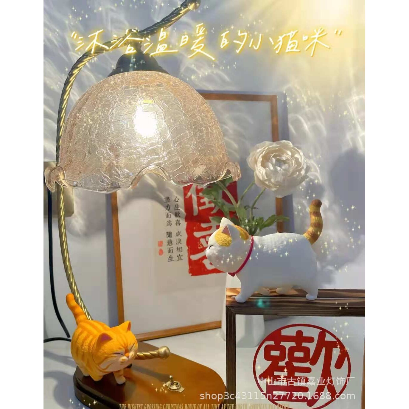 美式氛围复古台灯中古法式轻奢卧室床头灯婚庆温馨调光结婚台灯