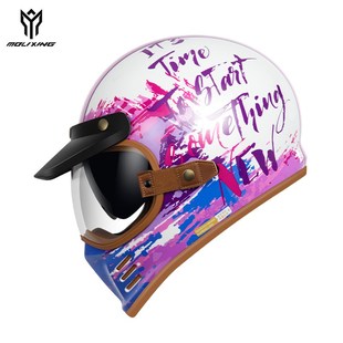 摩力行 覆古头盔摩托车全盔哈雷巡航机车四季黑武士男女冬季嬉皮