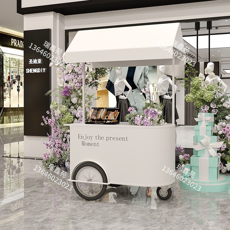 花车商场推车展示陈列架装饰摆摊店面铁艺货架创意橱窗网红促销车