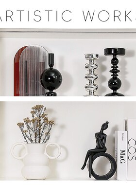 陌歌现代高档抽象条纹艺术个性小众样板间家居装饰品酒柜客厅摆件