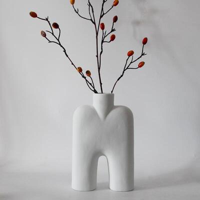 白色CDI素烧瓷花瓶件家居客厅装饰品陶样板摆玄关摆设不间规则套