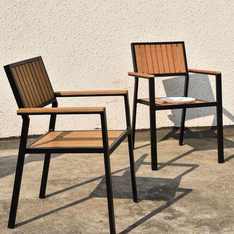 户外桌椅露天餐饮休闲家具阳台铁艺仿木组合咖啡厅塑木现代简约