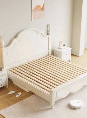 法式白色实木床现代简约1.8米复古双人主卧1.5高箱储物公主女孩床