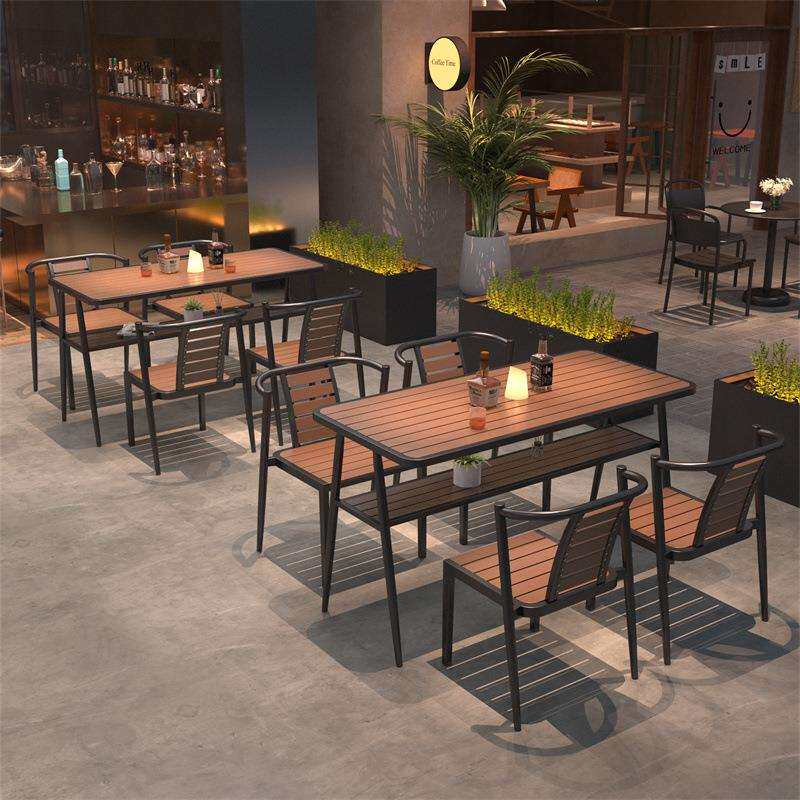 庭院户外休闲桌椅组合室外花园长方形外摆餐桌茶餐厅露台一桌四椅