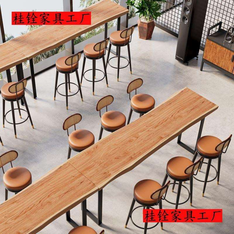 实木吧台桌酒吧咖啡厅休闲小吧台高脚桌实木吧台柜轻奢长条桌
