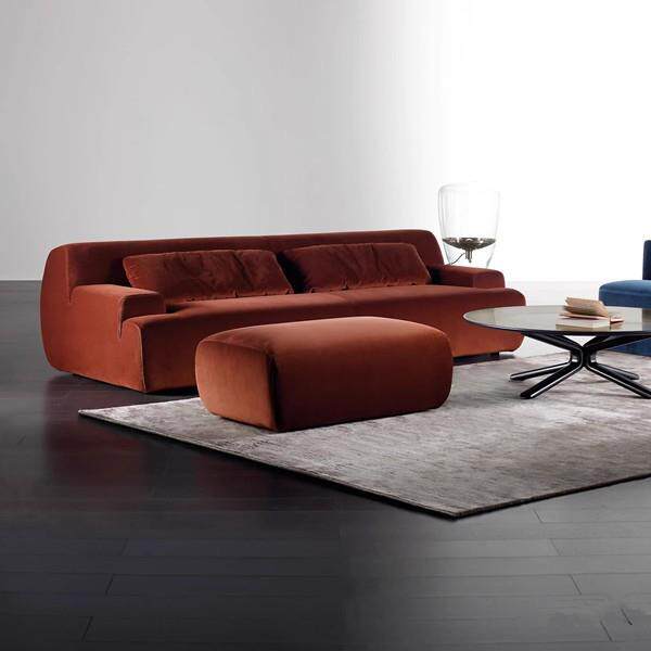 意式极简布艺沙发组合客厅现代简约设计师创意异形大坐深皮沙发