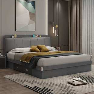 皮床主卧配套双人床简约带抽屉储物床1.5小户型婚床储物空间高箱