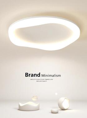 卧室主灯北欧圆形灯具现代简约主卧房间极简白色设计师吸顶客厅灯