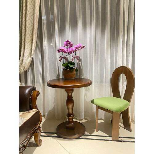 法式复古小圆桌单腿实木茶几圆形餐桌沙发床头桌子边几胡桃咖啡色