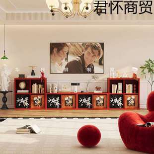 卡莱克铁艺书架格子柜客厅落地电视柜家用收纳储物柜一体置物架子