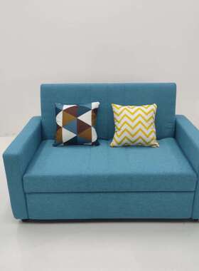 湖蓝色沙发床小户型公寓客厅书房两用可折叠变床双人位沙发床