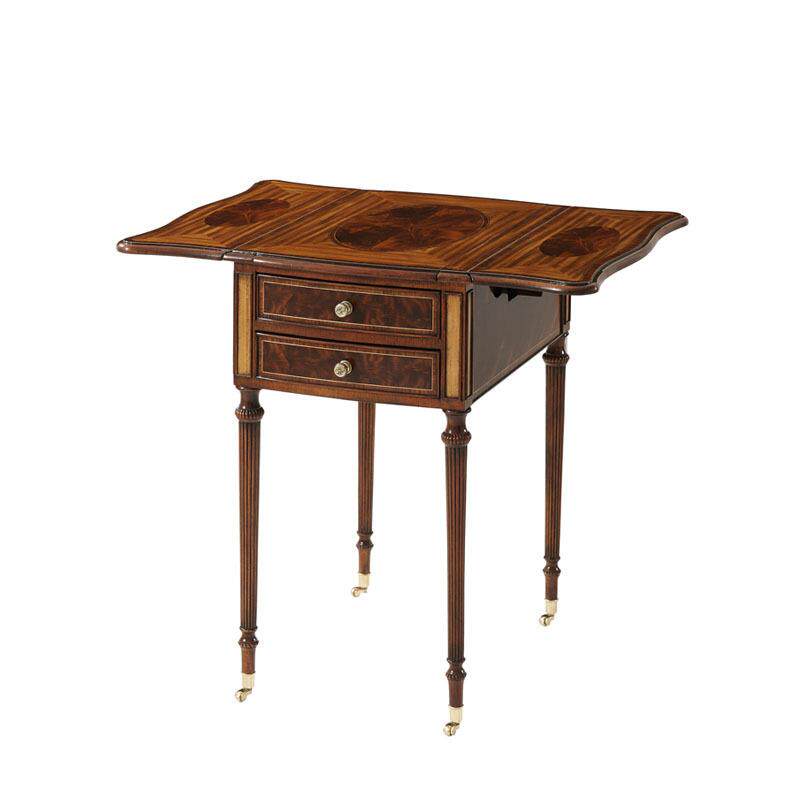 亚历山大折叠边几新古典实木雕花手绘床头柜英式宫廷描金茶几别墅