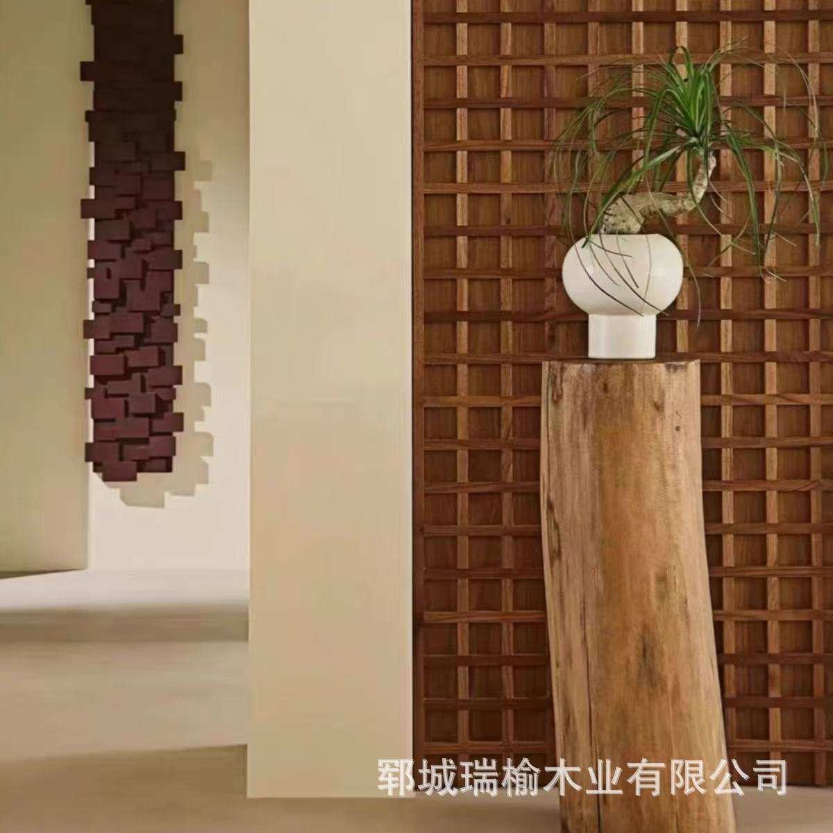北欧老榆木实木墩子茶几边几落地式沙发角几原木凳子根雕木头方凳