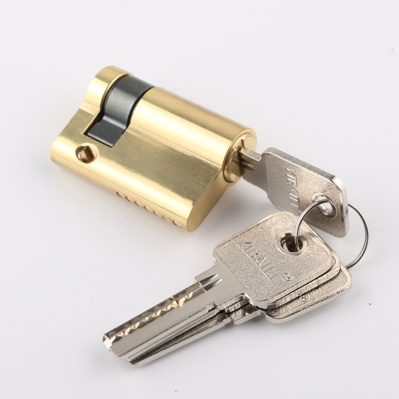 隐形门锁芯黑色单边锁芯半边半截短锁芯金色单面锁心45mm古铜锁芯