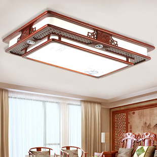 中式 吸顶灯简易卧室客厅灯餐厅书房led灯饰仿古灯长方形实木灯具