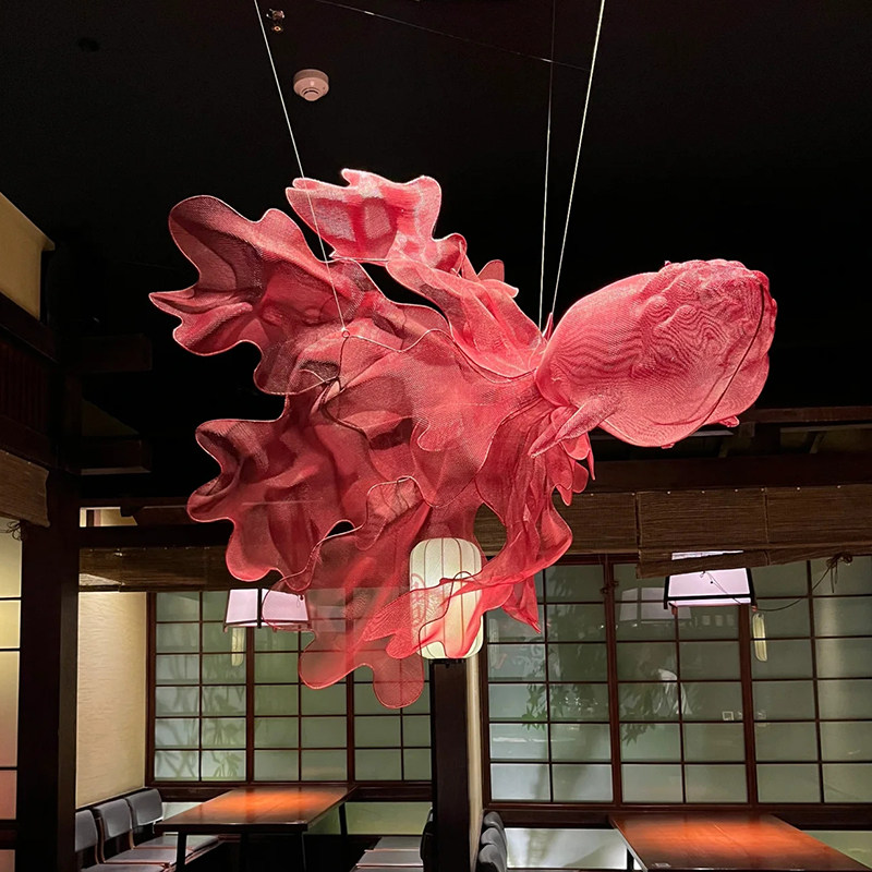 鱼形吊灯2025新款酒店大堂会所商场餐厅大厅创意铁艺工程定制灯具