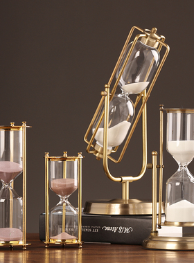 时光旋转沙漏计时器摆件15/30/60分钟半小时时间装饰创意精致礼物