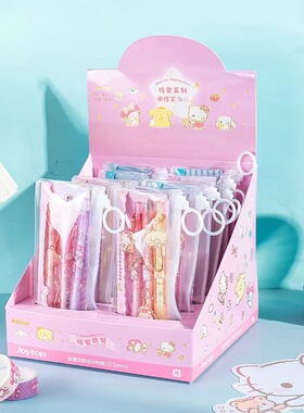 悦木3834-2正版三丽鸥按动中性笔卡通可爱贴片0.5黑ST头金属夹笔