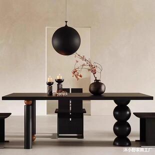 诧寂风实木餐桌家用客厅办公室工作台会客洽谈桌长方形茶桌书桌子