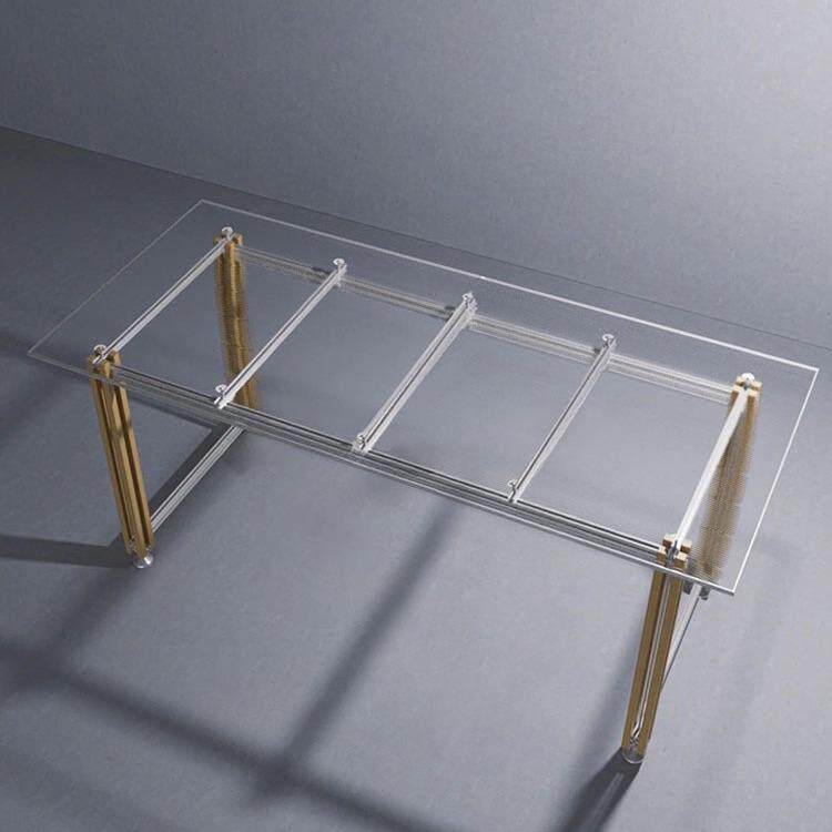 意式极简钢化玻璃餐桌现代铝型材高端会议桌长方形桌电脑桌办公桌