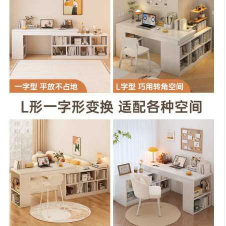 书桌书架一体靠墙桌子可伸缩客厅隔断桌吧台桌长条桌小户型电脑桌