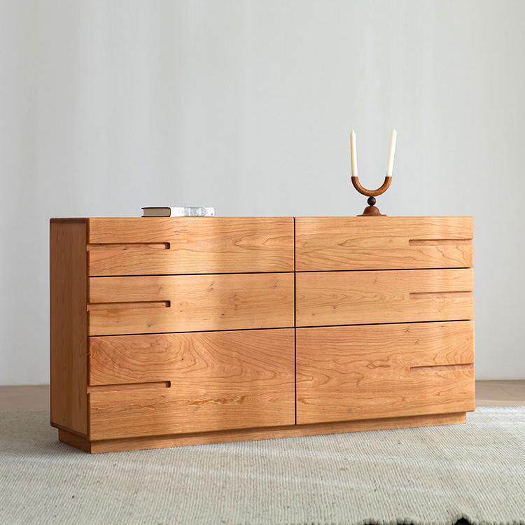 山林木业原木风樱桃木六斗柜卧室靠墙六抽屉柜收纳储物展示柜