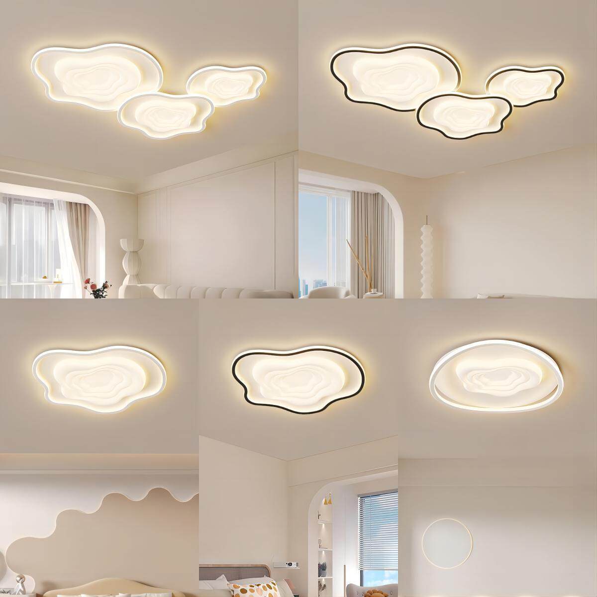 家装灯饰全光普客厅吸顶灯现代简约大气奶油风创意云朵卧室灯
