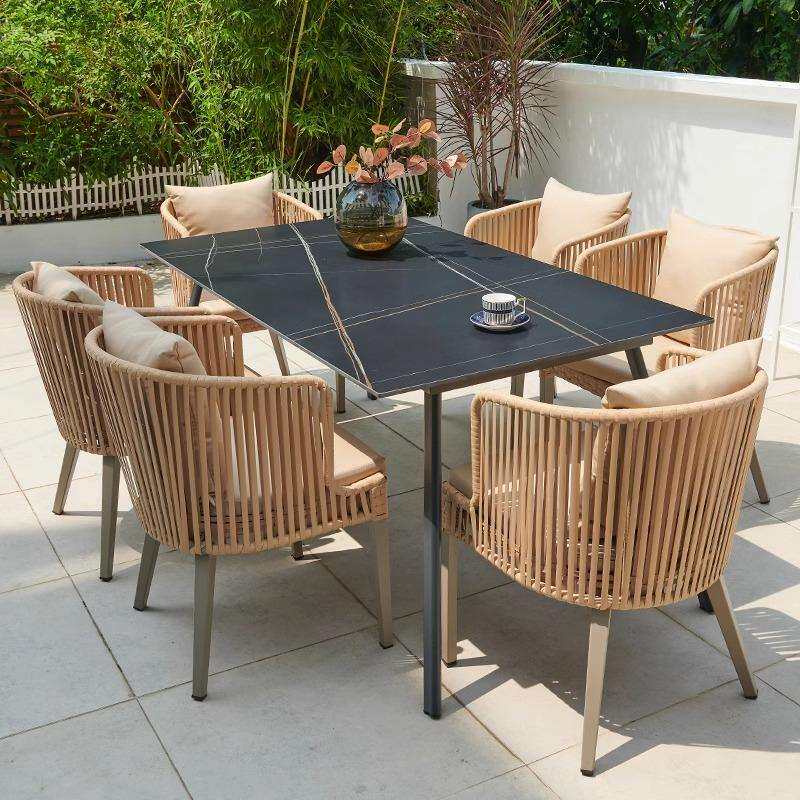 户外桌椅组合别墅民宿庭院花园阳光房室外休闲露台后院子外摆藤椅