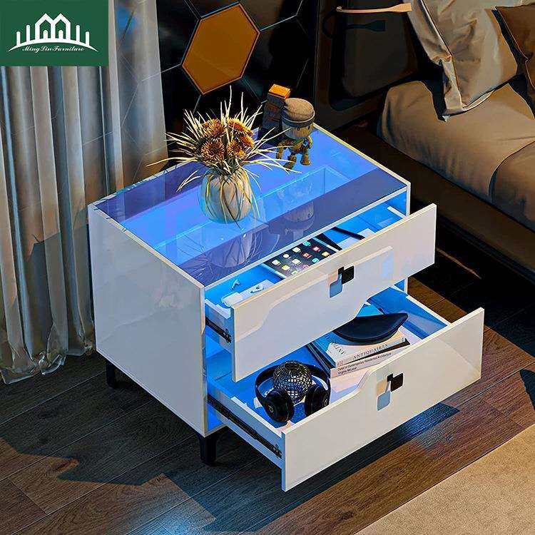 北欧轻奢风床头柜简约现代RGB灯效可调床边柜简易小型储物柜,电子元器件市场,其它元器件,淘宝优惠券,粉丝福利购,淘宝优惠卷