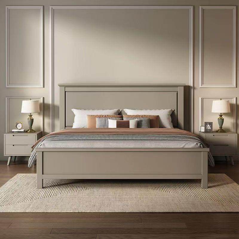 美式实木床浅灰色现代简约双人床北欧风高箱储物单人床,电子元器件市场,其它元器件,淘宝优惠券,粉丝福利购,淘宝优惠卷