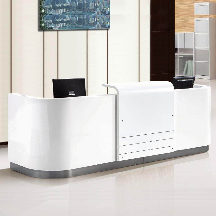 烤漆大型前台接待台迎宾台白色收银台柜台简约现代公司咨询台BL28