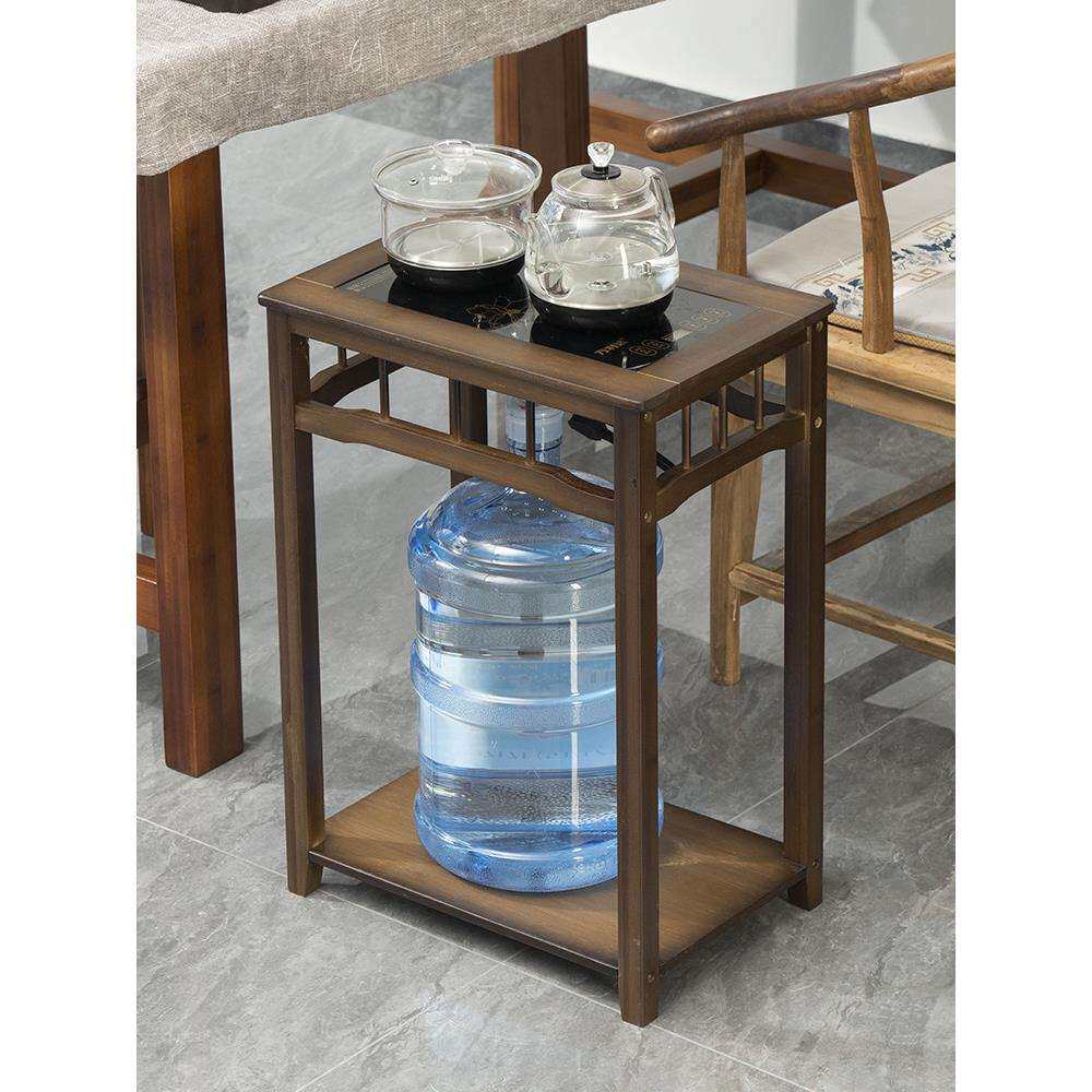 茶桌家用小茶台边柜侧柜实木泡茶吧茶几烧水壶一体水桶架茶水柜子