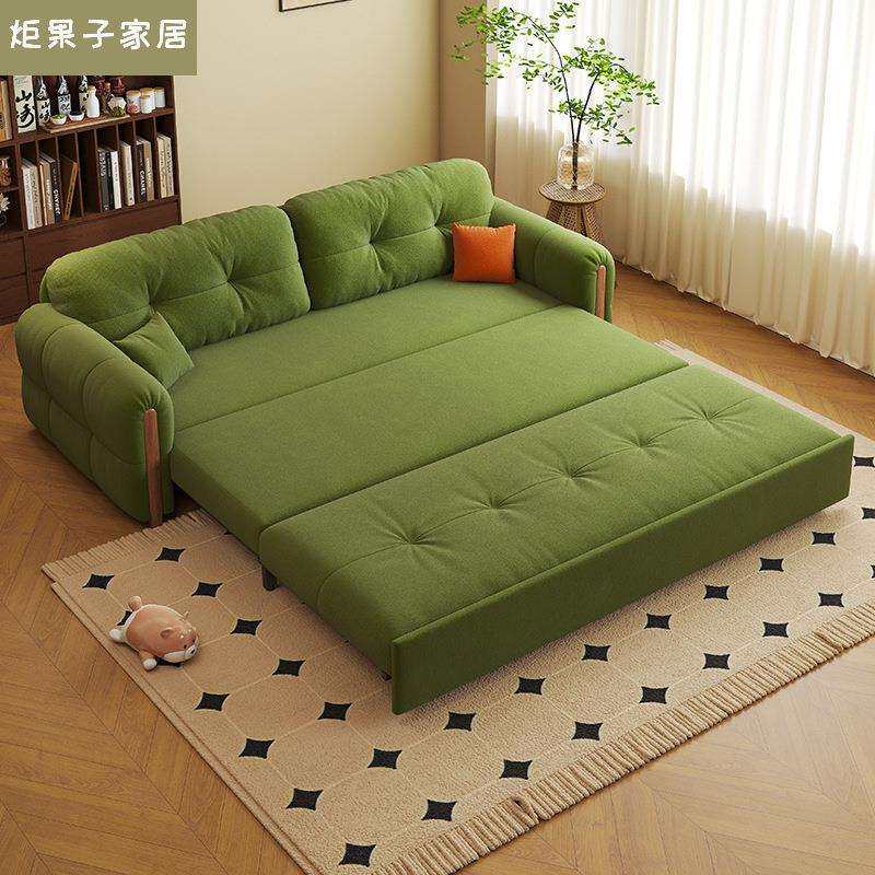 奶油风沙发床折叠一体两用2025新款客厅家用小户型储物布艺沙发床