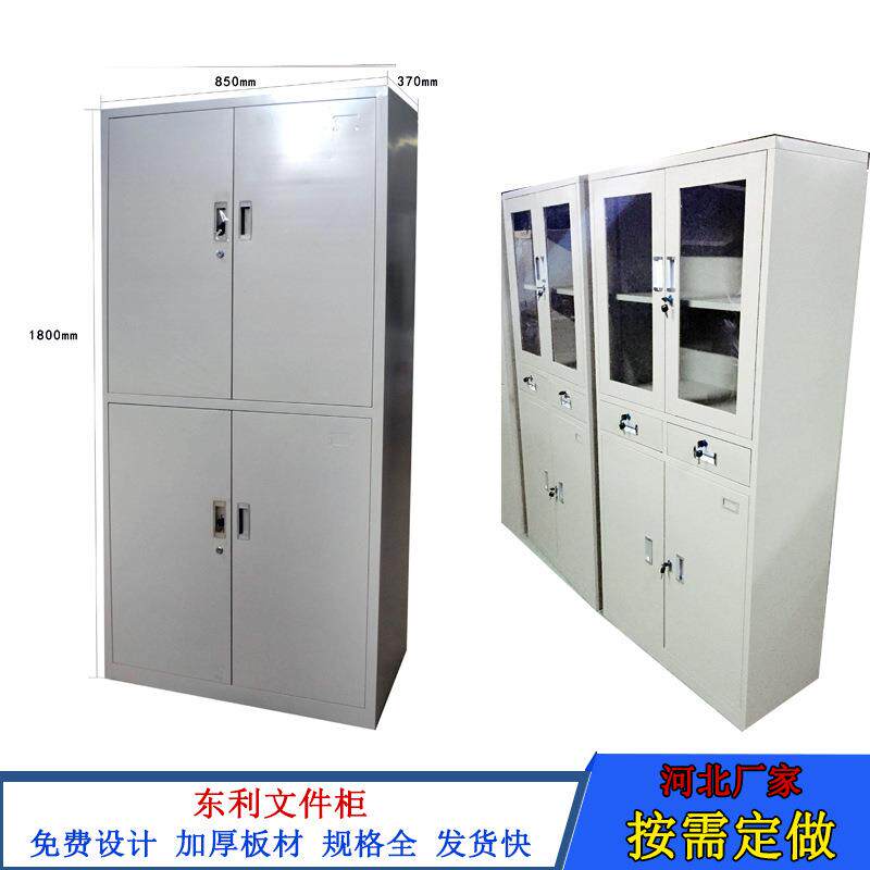 河北五节文件柜办公家具薄窄边十门档案资料柜1800*850*390mm
