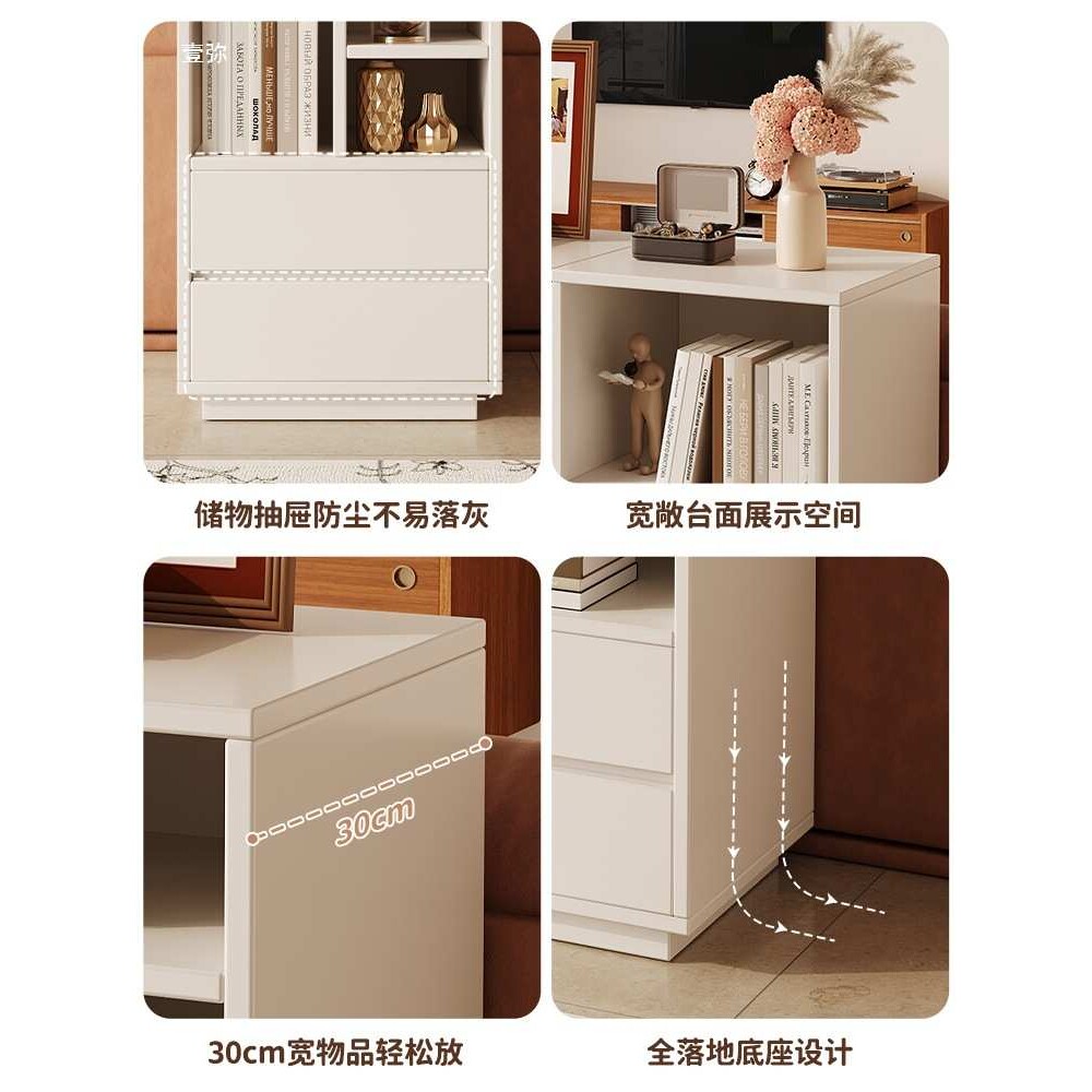 书架落地书柜家用客厅沙发边柜侧柜电视柜自由组合矮柜收纳储物柜