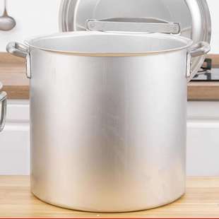 老式铝桶圆桶大铝锅特厚铝汤桶纯铝铝汤锅商用大号吕锅带盖烧水锅