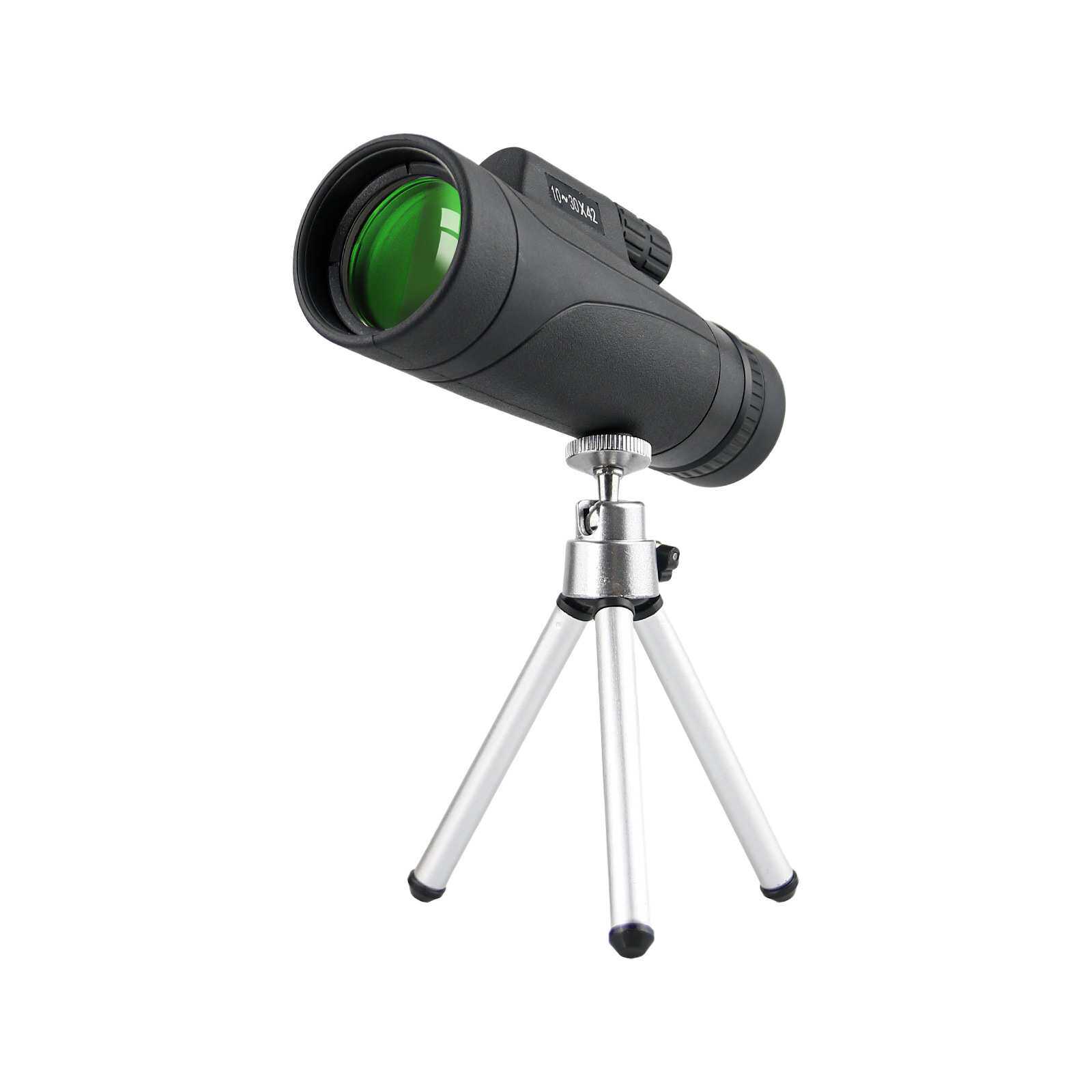 外贸新款高清望远镜防水防震绿膜42-12x42单筒望远镜可装三角支架