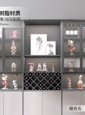 酒柜家居装饰品粉色摆件客厅玄关电视柜办公室桌面轻奢高档工艺品