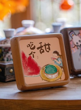 2025蛇年办公室桌面装饰画摆台过年好寓意创意摆件家用实木小相框