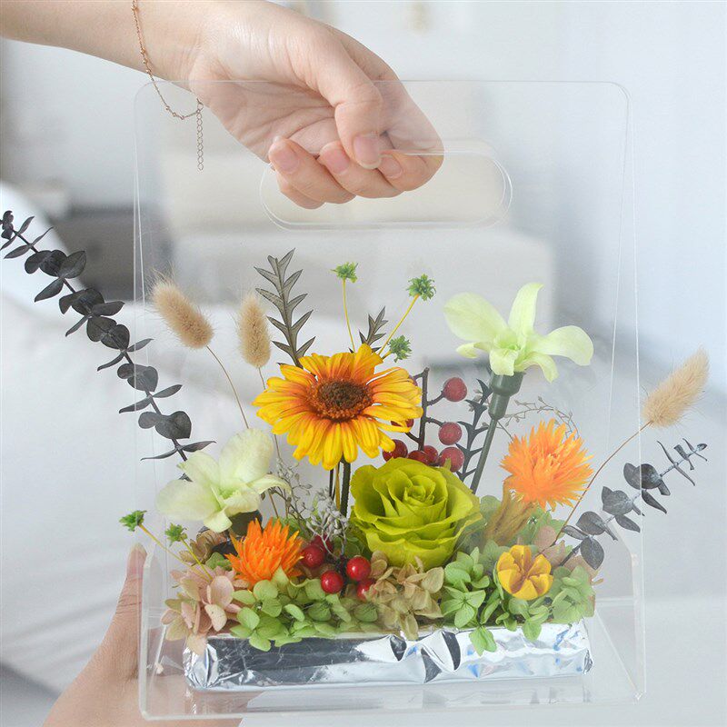 所思 听风沐暖永生花太阳花向日葵玫瑰花提篮生日礼物母亲节