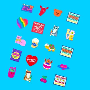 wiggle wiggle卡通图案保温水杯贴纸行李箱防水手机壳手帐本贴画