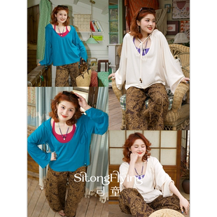 卫衣罩衫 司童 针织宽松连帽绑带喇叭袖