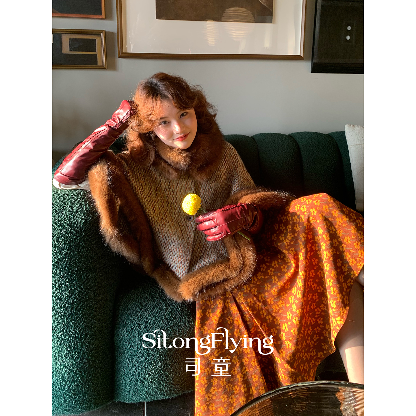 司童 甜美风彩点花呢毛领斗篷上衣冬新款宽松复古羊毛短款外套女,女装/女士精品,短外套,淘宝优惠券,粉丝福利购,淘宝优惠卷